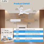 Cjoy Ceiling Fans with Lights 42 Inch
