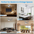 Cjoy Ceiling Fans with Lights 42 Inch