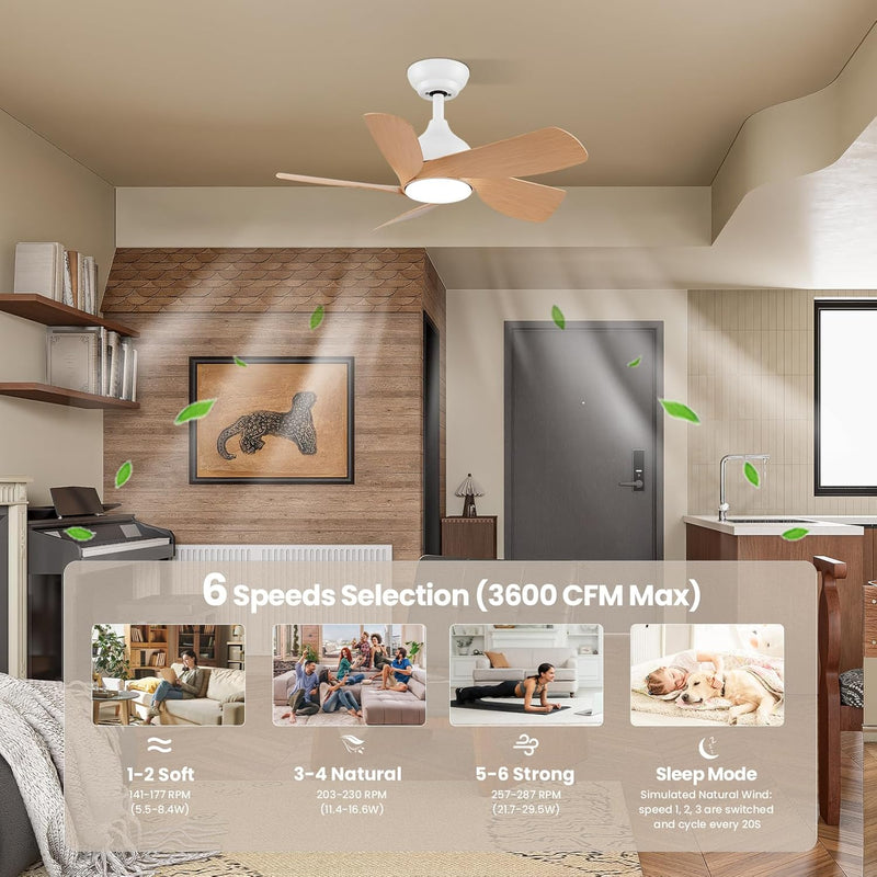 30 Inch Ceiling Fan Light Woodgrain Fans