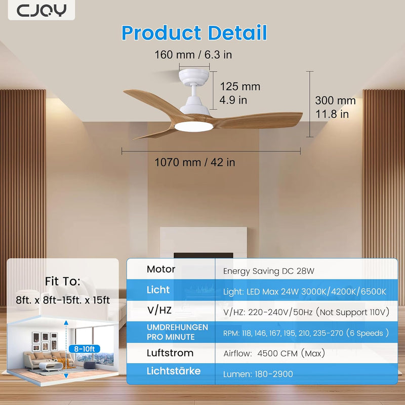 Ceiling Fans with Lights and Remote 42 Inch