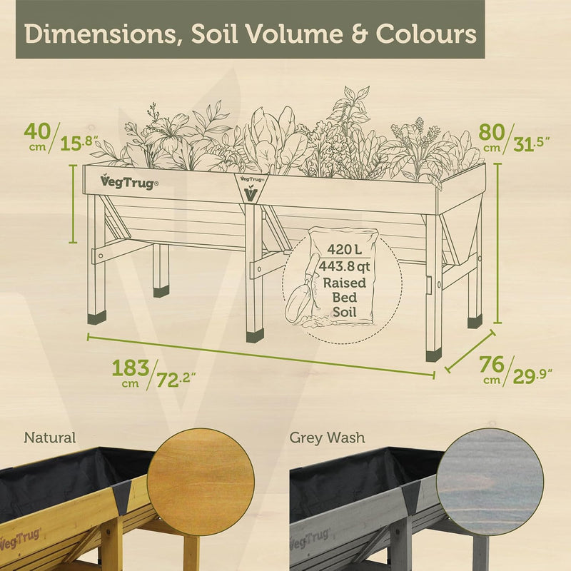 Classic 1m Raised Bed Planter Wash