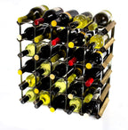 Classic 30 Bottle Walnut Stained Wood and Galvanised