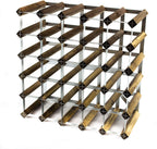 Classic 30 Bottle Walnut Stained Wood and Galvanised