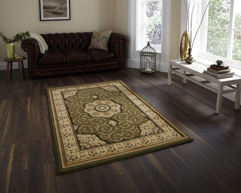 Classic Floral Swirl Pattern Rug Wool Look Pile