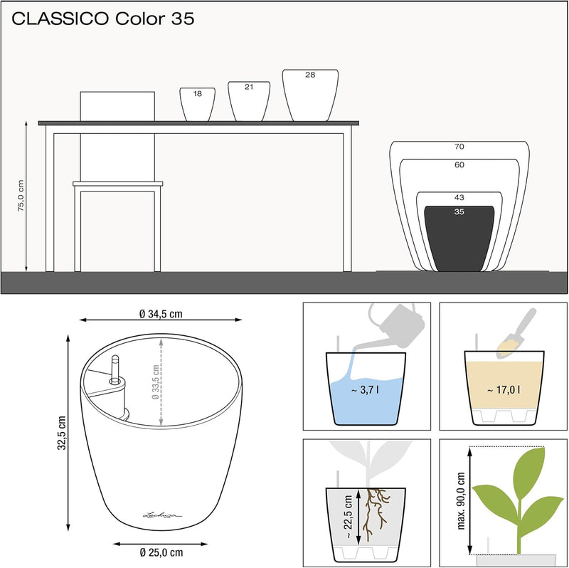 Classico Colour 43 Round Planter Plastic Self-Watering Plant (1 Pack)