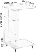 Clear Acrylic C Shaped Side Table on Lockable