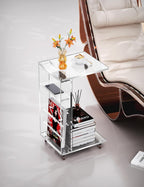 Clear Acrylic C Shaped Side Table on Lockable
