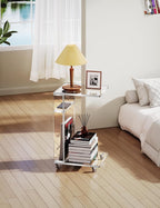 Clear Acrylic C Shaped Side Table on Lockable