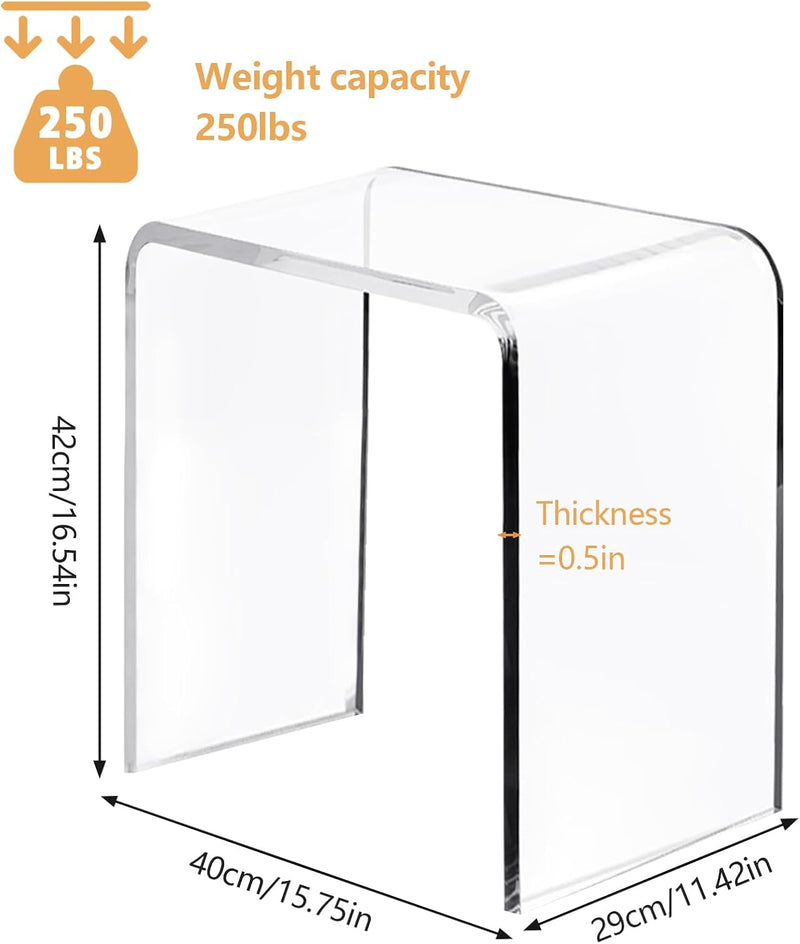 Clear Acrylic U Shaped End Table Transparent Perspex