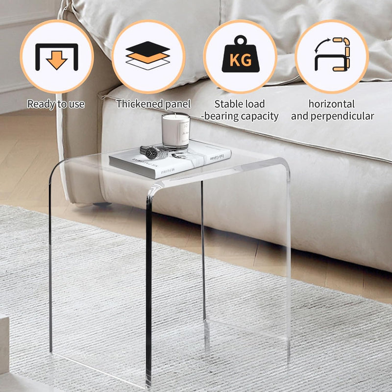 Clear Acrylic U Shaped End Table Transparent Perspex