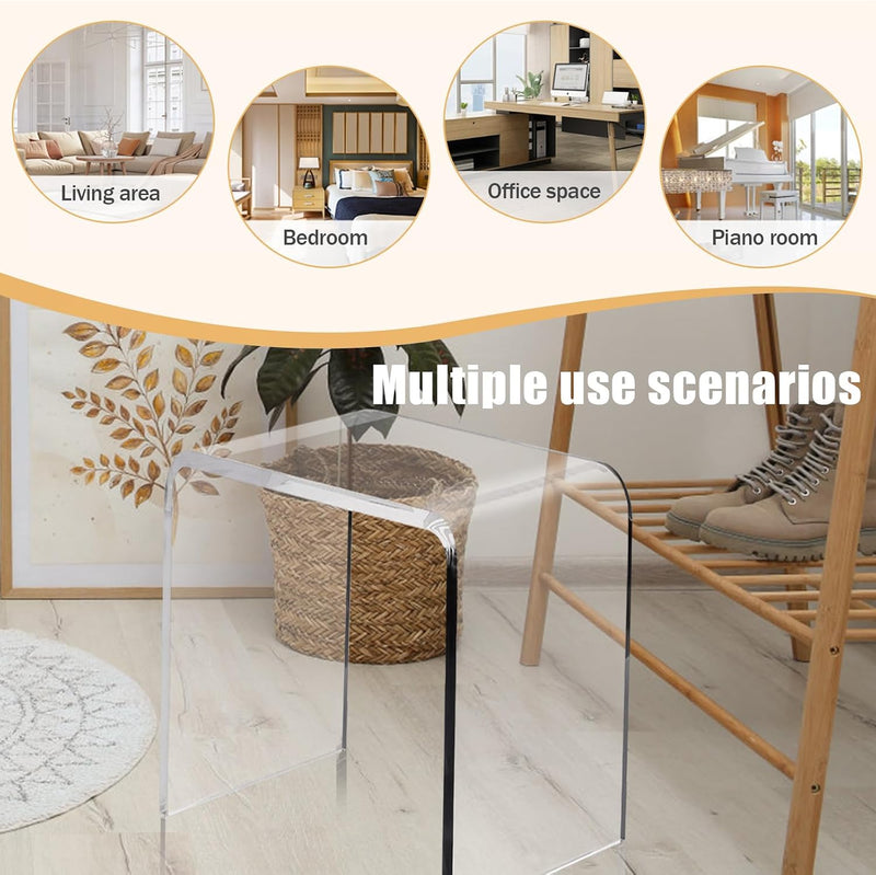 Clear Acrylic U Shaped End Table Transparent Perspex