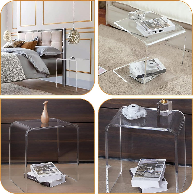 Clear Acrylic U Shaped End Table Transparent Perspex