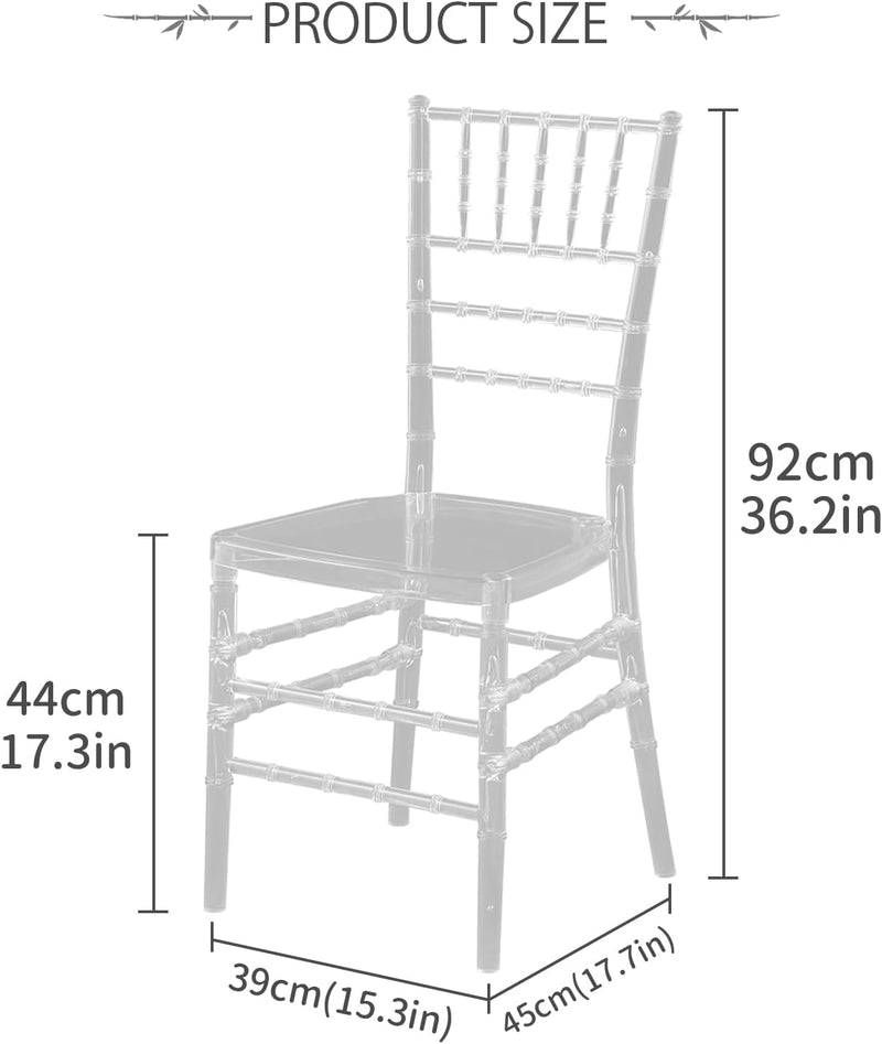 Clear Chiavari Chairs Transparent Acrylic Plastic Chair Accent (2 Pack)
