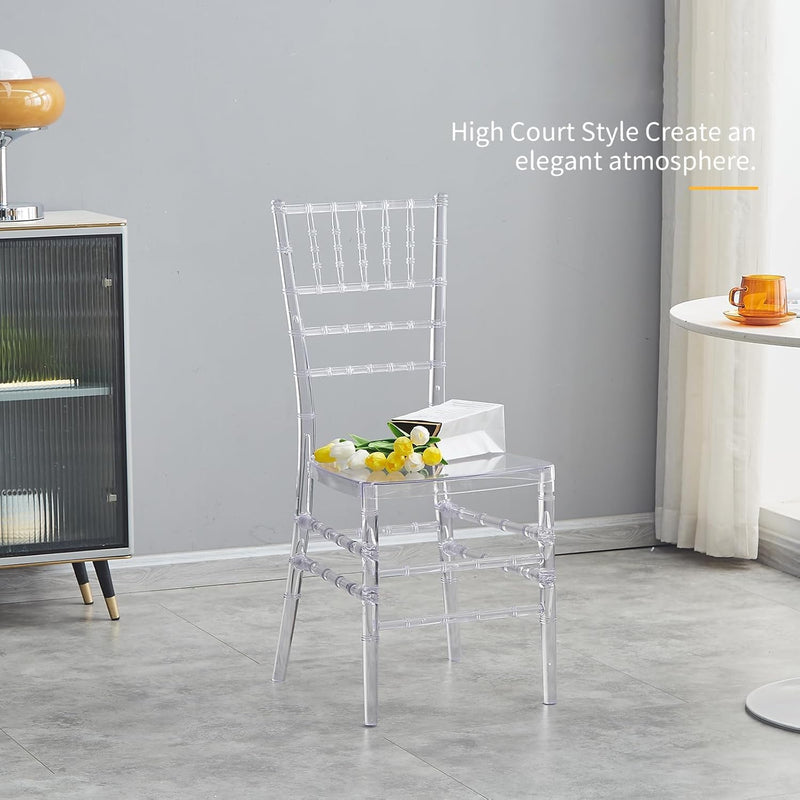 Clear Chiavari Chairs Transparent Acrylic Plastic Chair Accent (2 Pack)