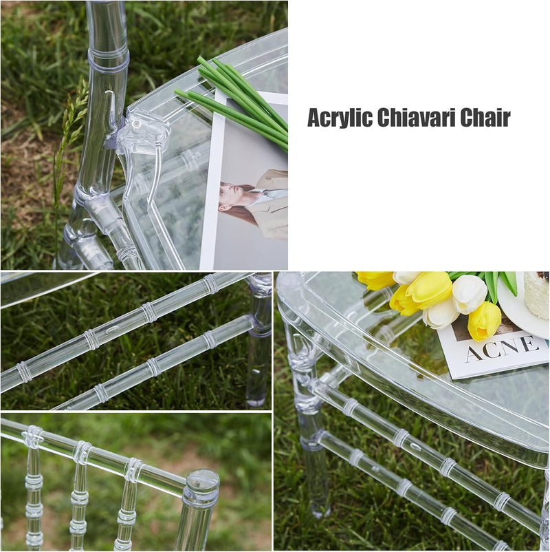 Clear Chiavari Chairs Transparent Acrylic Plastic Chair Accent (2 Pack)