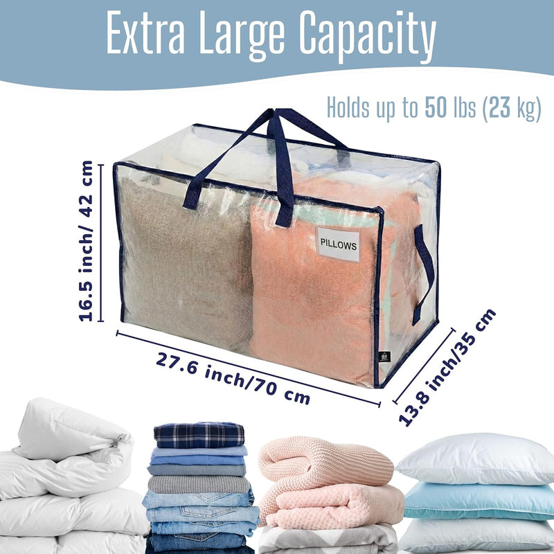 Clear Extra Large Moving Bags Storage Totes (4 Pack)