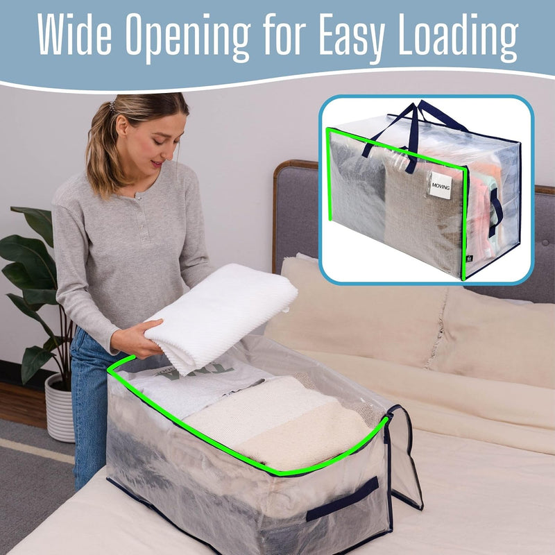 Clear Extra Large Moving Bags Storage Totes (4 Pack)