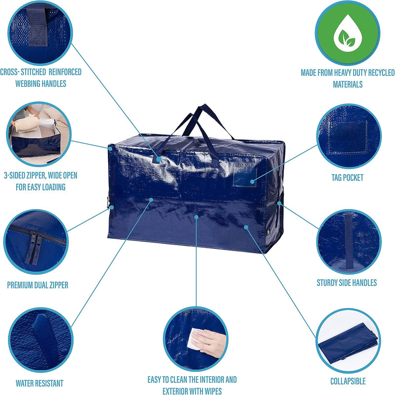 Clear Extra Large Moving Bags Storage Totes (4 Pack)