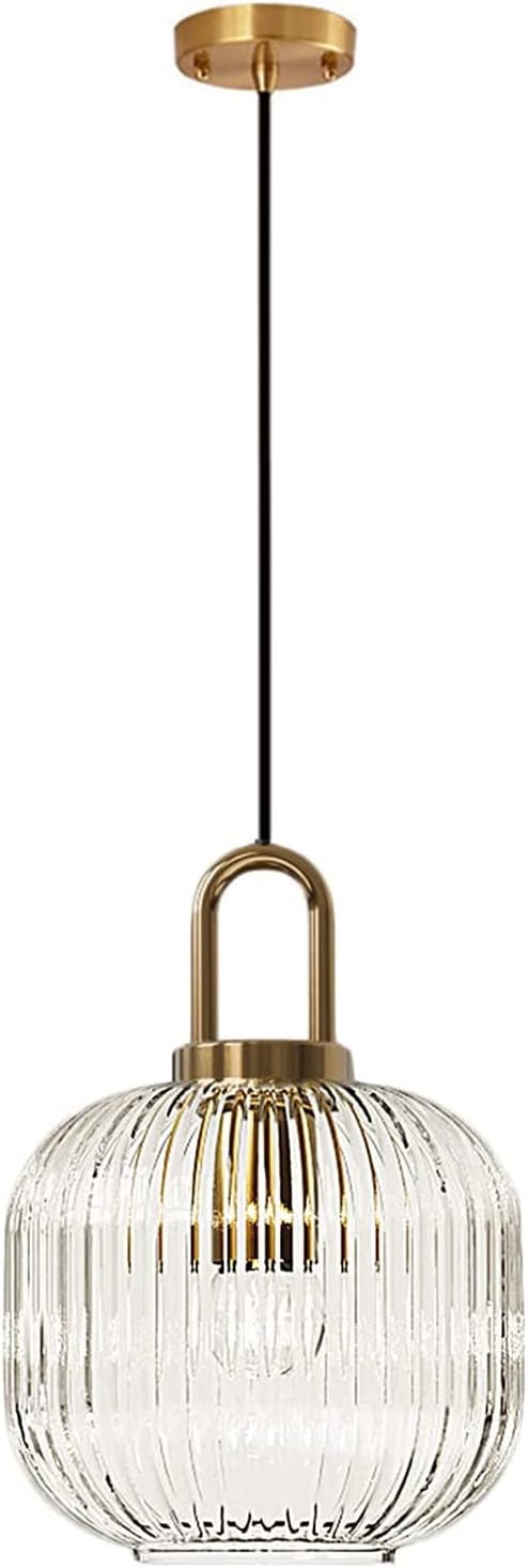 Glass Pendant Lighting with Ribbed Lamp Shade