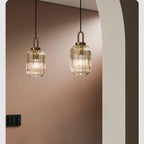 Glass Pendant Lighting with Ribbed Lamp Shade