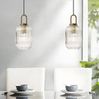 Glass Pendant Lighting with Ribbed Lamp Shade
