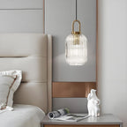 Glass Pendant Lighting with Ribbed Lamp Shade