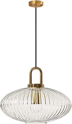 Glass Pendant Lighting with Ribbed Lamp Shade