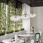 Glass Pendant Lighting with Ribbed Lamp Shade