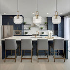 Glass Pendant Lighting with Ribbed Lamp Shade