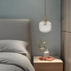 Glass Pendant Lighting with Ribbed Lamp Shade