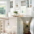 Glass Pendant Lighting with Ribbed Lamp Shade