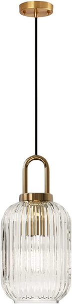 Glass Pendant Lighting with Ribbed Lamp Shade