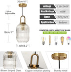 Glass Pendant Lighting with Ribbed Lamp Shade