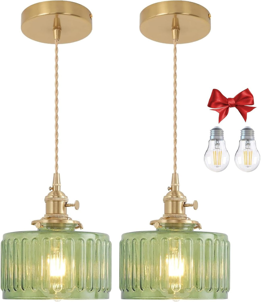 Clear Fluted Glass Pendant Light 1 Natural Bulb
