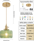Clear Striped Glass Pendant Light 2 Natural Bulbs
