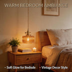 Clear Striped Glass Pendant Light 2 Natural Bulbs