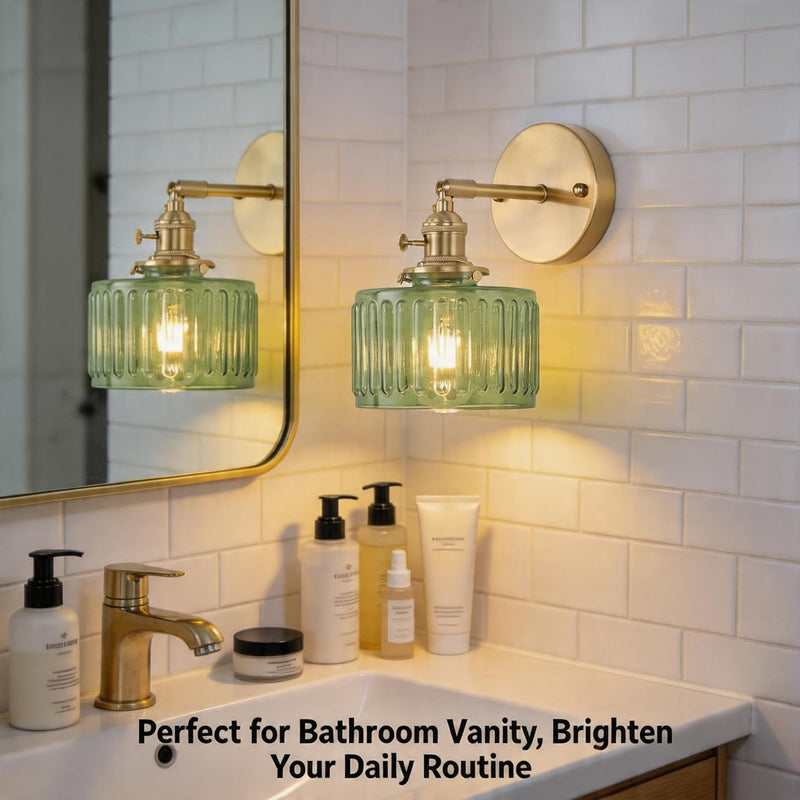 Clear Striped Glass Pendant Light 2 Natural Bulbs