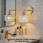 Clear Striped Glass Pendant Light 2 Natural Bulbs