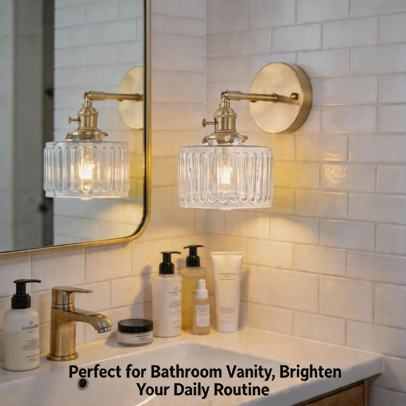 Clear Striped Glass Pendant Light 2 Natural Bulbs