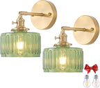 Clear Striped Glass Pendant Light 2 Natural Bulbs