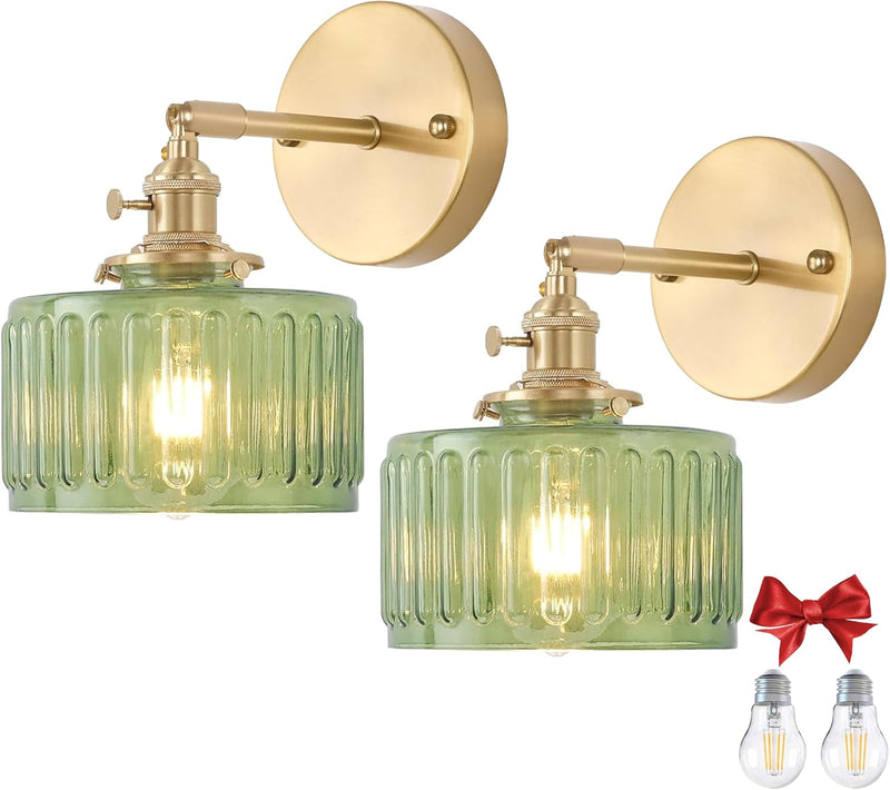 Clear Striped Glass Pendant Light 2 Natural Bulbs