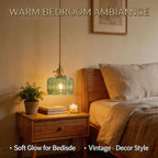 Clear Striped Glass Pendant Light 2 Natural Bulbs