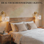 Clear Striped Glass Pendant Light 2 Natural Bulbs