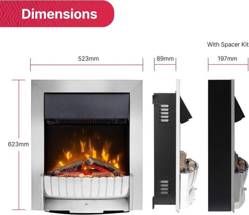 Clement Optiflame 2KW Inset Electric Fire Chrome