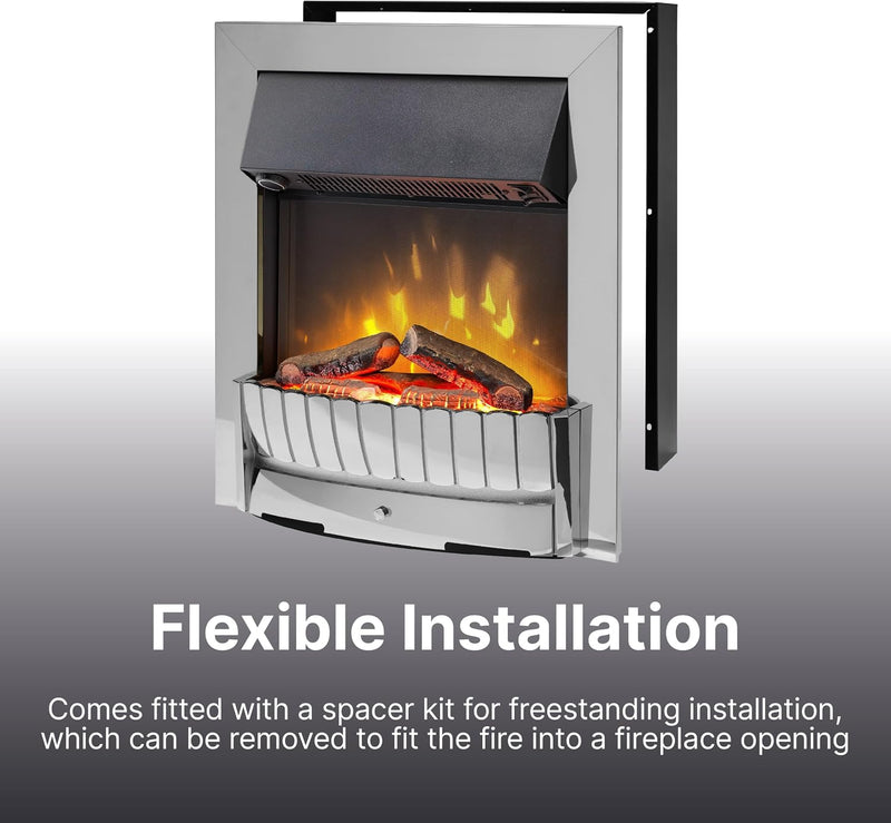 Clement Optiflame 2KW Inset Electric Fire Chrome