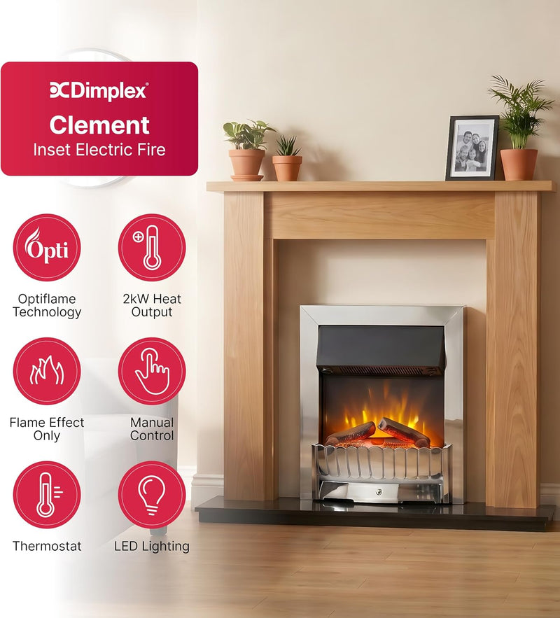 Clement Optiflame 2KW Inset Electric Fire Chrome