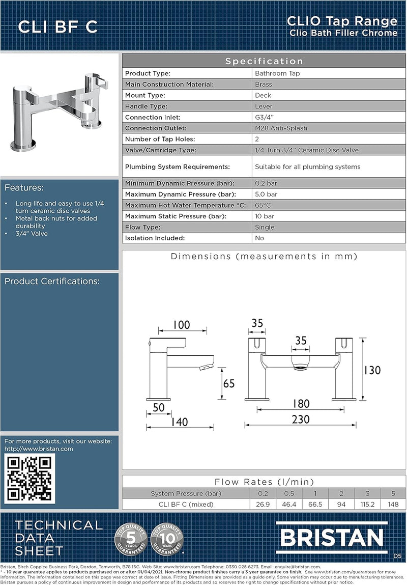 Cli Bsm C Clio Bath Shower Mixer Chrome