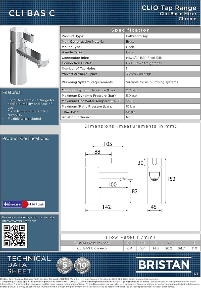 Cli Bsm C Clio Bath Shower Mixer Chrome