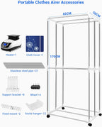Clothes Airer 1500W-1.7 Meters with Cover and 12
