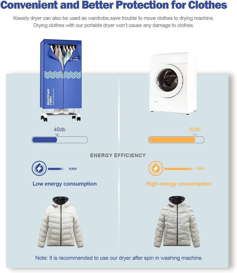 Clothes Dryer Portable Drying Machine with Timer 60inch